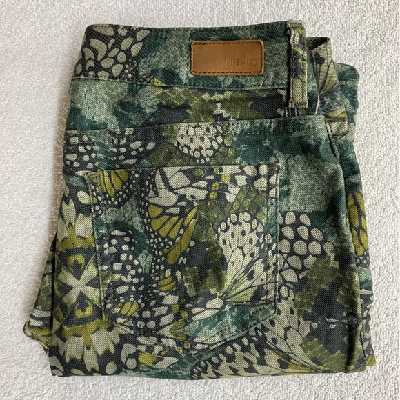 Buffalo David Bitton Green Butterfly Print Faith Mid Rise Skinny Pants 30 - Picture 13 of 15